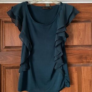 Dark Green Ruffled Top